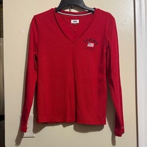 Tommy Hilfiger Red V-Neck Sweater